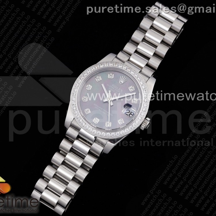 GM공장 롤렉스 데이저스트 31 자개다이얼 브레이슬릿 DateJust 31 Ladies 278289 GMF 316L Steel Gray MOP Dial Diamonds Bezel and Markers on President Syle Bracelet
