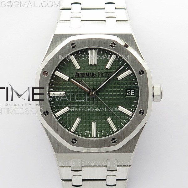 ZF공장 오데마피게 로얄오크 15510 50주년기념판 그린다이얼 브레이슬릿 Royal Oak 41mm 15510 50th SS ZF 1:1 Best Edition Green Textured Dial on SS Bracelet A4302 (Free Box)