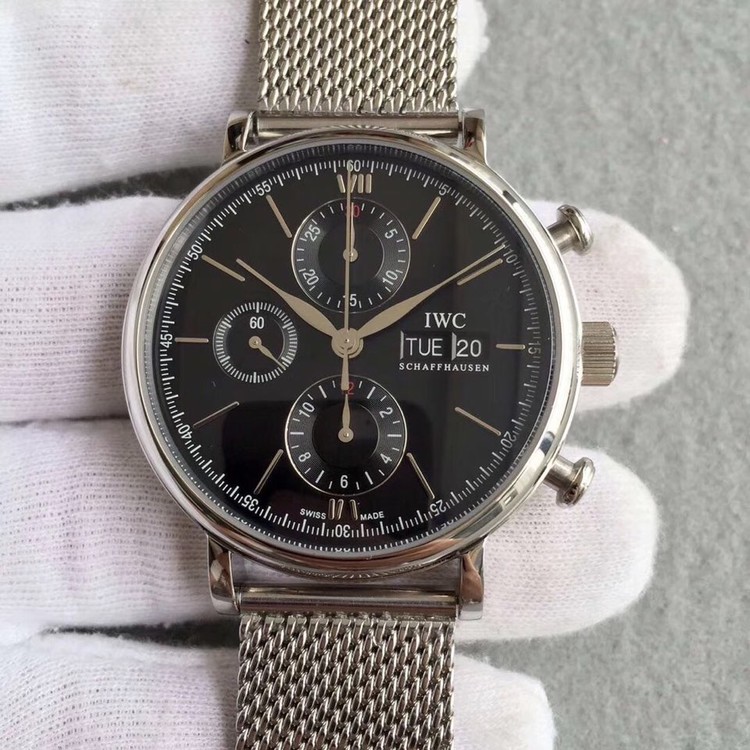 3A공장 IWC 포르토피노 크로노그래프 스틸 블랙다이얼 매쉬밴드