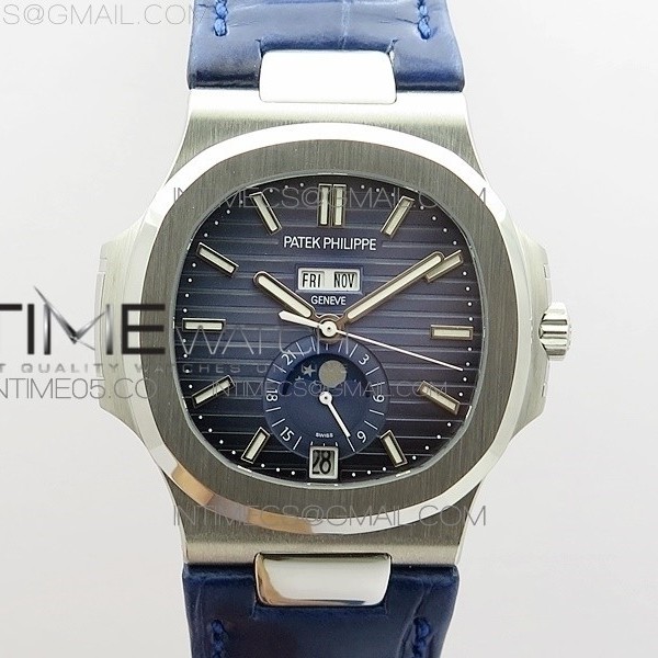 GR공장 V2 노틸러스 애뉴얼캘린더 블루다이얼 가죽스트랩 NAUTILUS 5726 SS GRF 1:1 BEST EDITION BLUE DIAL WORKING ANNUAL CALENDARON BLUE LEATHER STARP A.324 V2