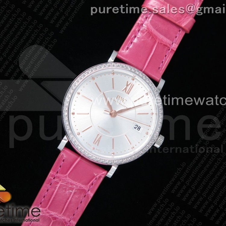 MF공장 포르토피노 37MM 실버다이얼 악어스트랩 Portofino Automatic 37 SS Silver Dial RG Markers on Pink Crocodile Strap A35111