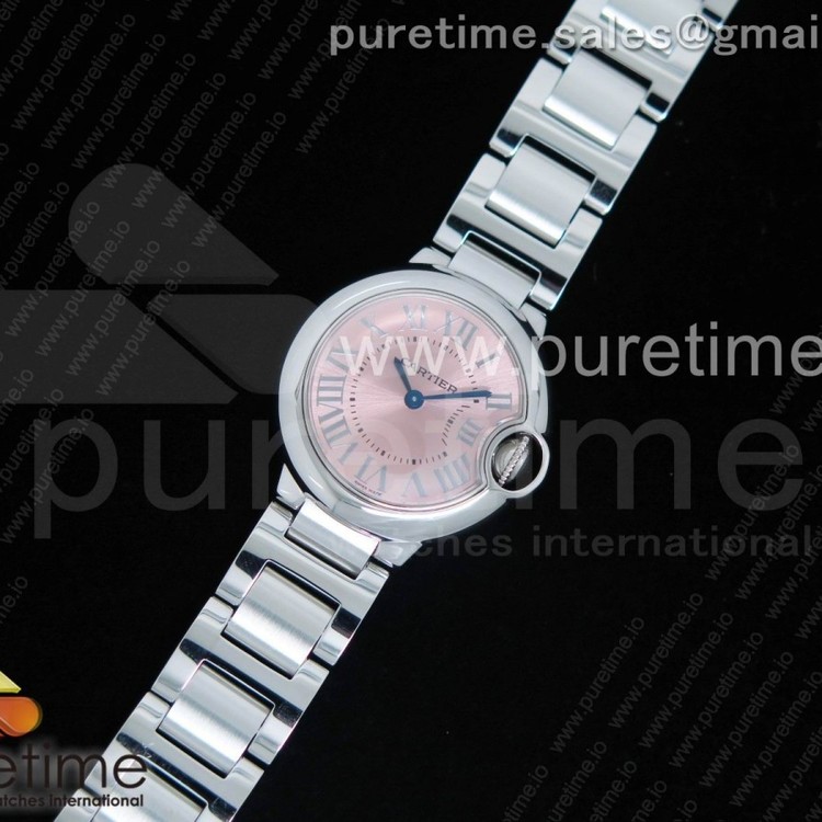 AF공장 까르띠에 발롱블루 28MM 스틸 핑크다이얼 브레이슬릿 Ballon Bleu 28mm SS Pink Dial on SS Bracelet Ronda Quartz
