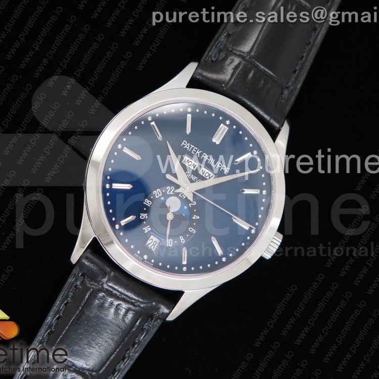 KM공장 파텍필립 컴플리케이션 5396G 블루다이얼 블랙가죽스트랩 Complications 5396G Blue Dial Crystal Markers on Black Leather Strap A324