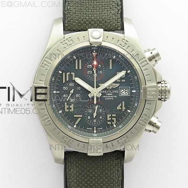 V9공장 브라이틀링 밴디트 어벤져 밴디트 그레이다이얼 나일론스트랩 Avenger Bandit E1338310 Ti V9F 1:1 Best Edition Gray Dial on Gray Nylon Strap A7750 (Free Extra Strap)