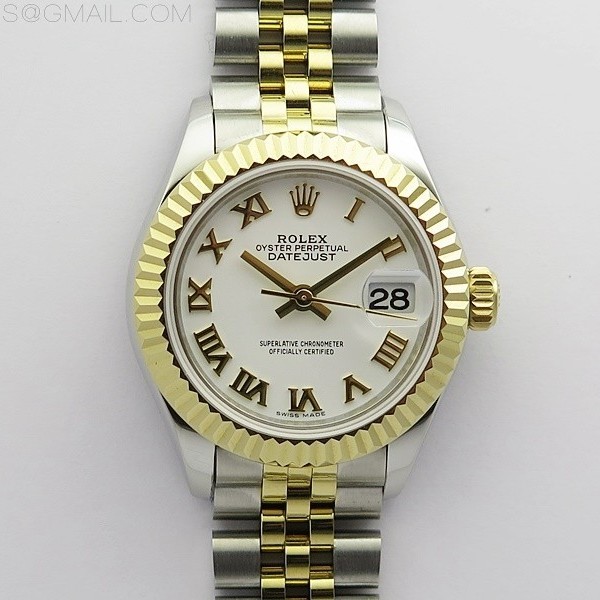 BP공장 롤렉스 데이저스트 28 옐로우골드콤비 화이트다이얼 2671 Datejust 28mm 279173 SS/YG BP Best Edition White Roman Markers Dial on SS/YG Jubilee Bracelet ETA2671