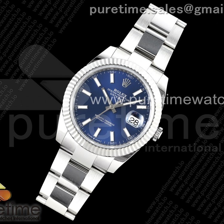 NTF공장 롤렉스 데이저스트 41 스틸 블루다이얼 플루티드베젤 오이스터브레이슬릿 DateJust 41 126334 NTF 1:1 Best Edition 904L Steel Blue Stick Dial on Oyster Bracelet VR3235
