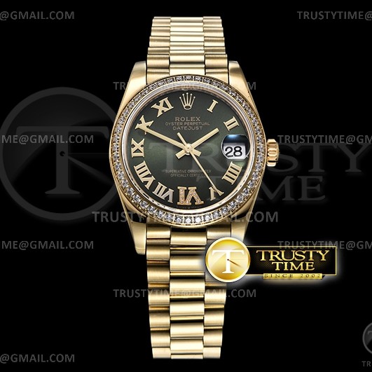 BP공장 롤렉스 데이저스트 31 옐로우골드금통 그린다이얼 브레이슬릿 DJ Midsize 31mm Pres Diam YG/YG Green Rmn BP A2824