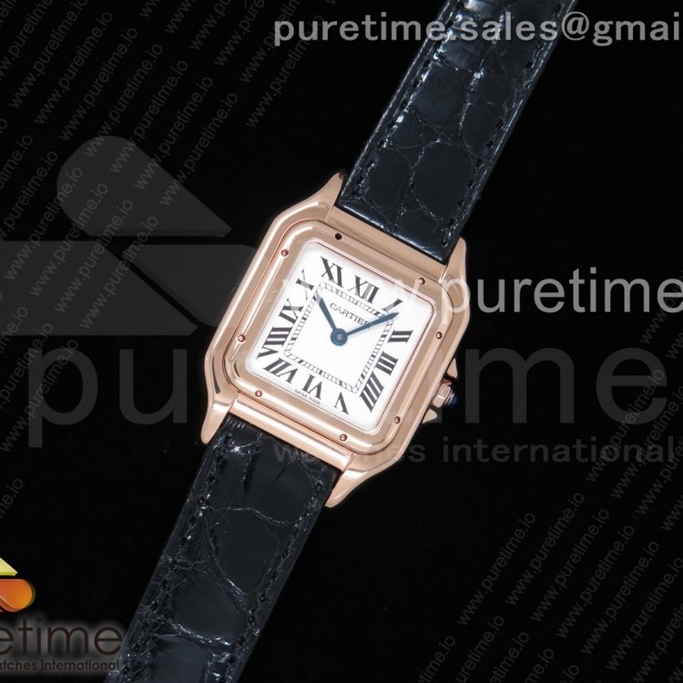 K11공장 까르띠에 팬더 레이디 27 로즈골드 금통 화이트다이얼 블랙악어스트랩 Panthère Secrete Ladies 27mm RG White Dial on Black Croco Strap Ronda Quartz