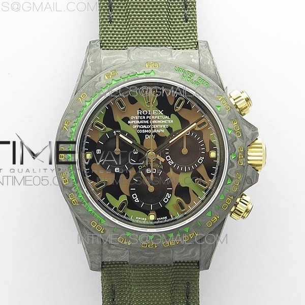 OM공장 데이토나 DIW 카본 나일론스트랩 4130 Daytona DIW Carbon OMF Best Edition Green Dial on Dark Green Nylon Strap A4130