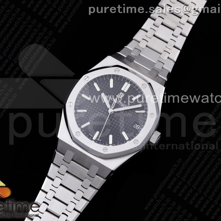 OM공장 V2 15500 블랙다이얼 브레이슬릿 Royal Oak 41mm 15500 SS Black Textured Dial on SS Bracelet MIYOTA 9015 V2