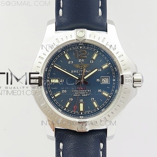 GF 브라이틀링 콜트 스틸 블루다이얼 가죽스트랩 CLOT CHRONOMETER SS BLUE STICKS MARKER DIAL ON BLUE LEATHER STRAP A2824