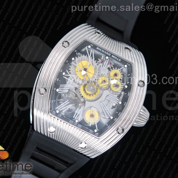 리차드밀 RM018 부쉐론오마쥬 옐로우 스켈레톤다이얼 RM018 ‘Hommage a Boucheron’ SS Yellow Skeleton Dial on Black Rubber Strap 6T51