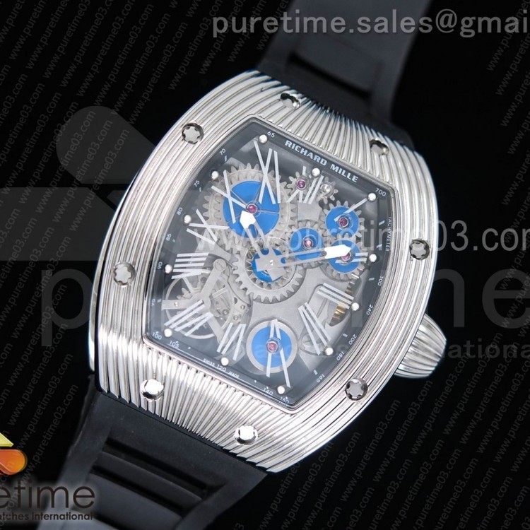 리차드밀 RM018 부쉐론오마쥬 블루 스켈레톤다이얼 RM018 ‘Hommage a Boucheron’ SS Yellow Skeleton Dial on Black Rubber Strap 6T51