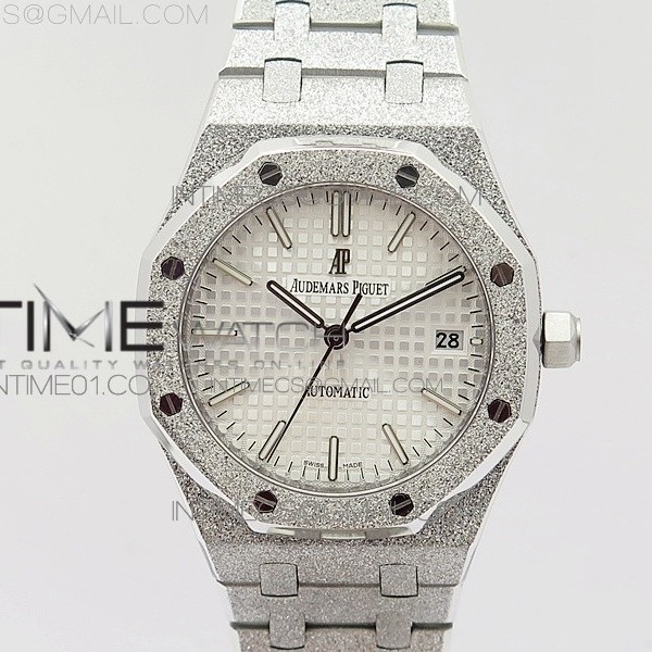 JH공장 오데마피게 로얄오크15454 프로스티드골드 새틴폴리싱 스틸 실버다이얼 브레이슬릿 ROYAL OAK 37MM SATIN-POLISHED SS WHITE DIAL ON SS BRACELET A3120