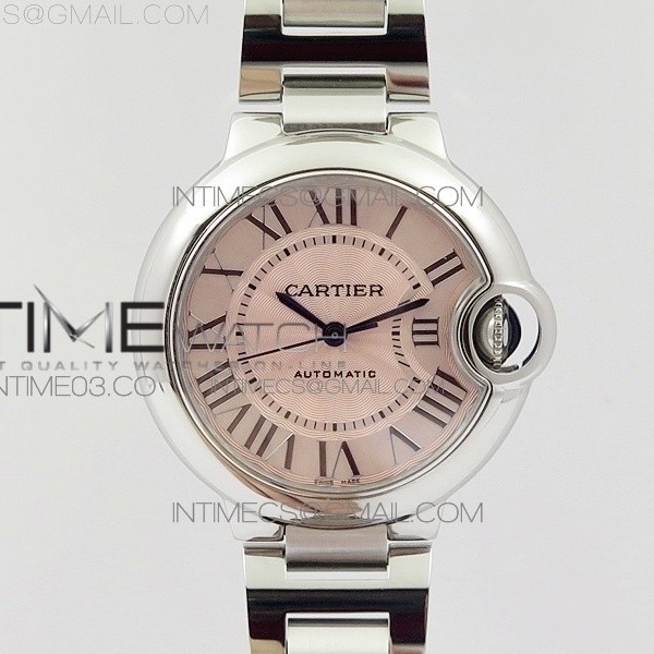 AF공장 까르띠에 발롱블루 33MM 스틸 핑크다이얼 브레이슬릿 BALLON BLEU 33MM SS PINK TEXTURED DIAL ON SS BRACELET CAL.076