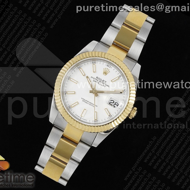 JD공장 롤렉스 데이저스트 41 옐로우골드콤비 화이트다이얼 오이스터브레이슬릿 DateJust 41 126333 SS/YG JDF 1:1 Best Edition 904L Steel White Stick Dial on SS/YG Oyster Bracelet VR3235