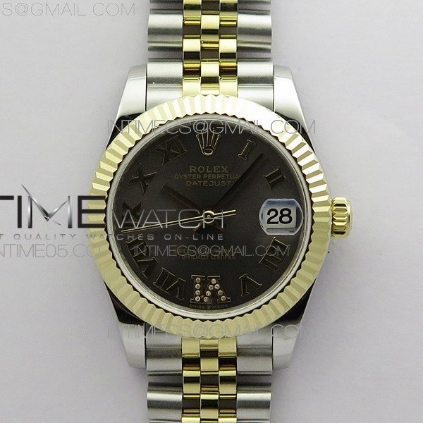 BP 롤렉스 데이저스트 31 옐로우골드콤비 그린다이얼 2813 Datejust 31mm 278273 SS/YG BP Best Edition Gray Roman Markers Dial on SS/YG Jubilee Bracelet