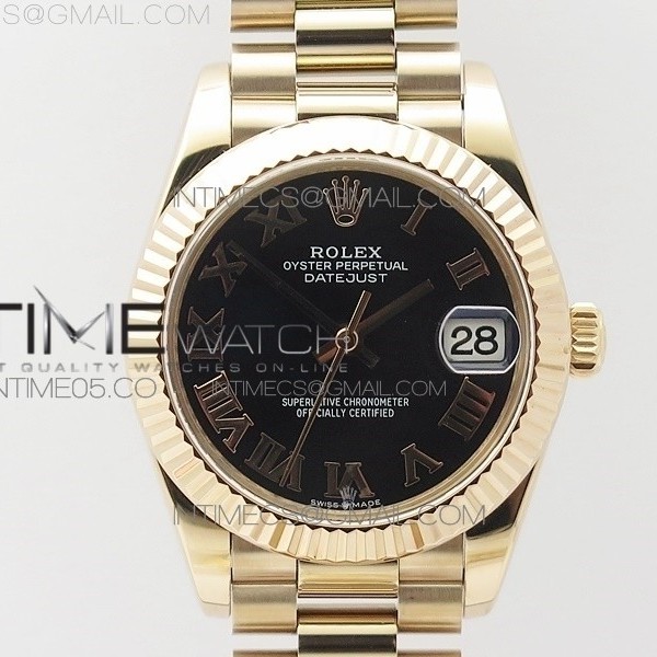 BP공장 롤렉스 데이저스트 31 로즈골드금통 블랙다이얼 브레이슬릿2813 Datejust 31mm 278275 RG Black Roman Markers Dial @6 Dia on RG President Bracelet