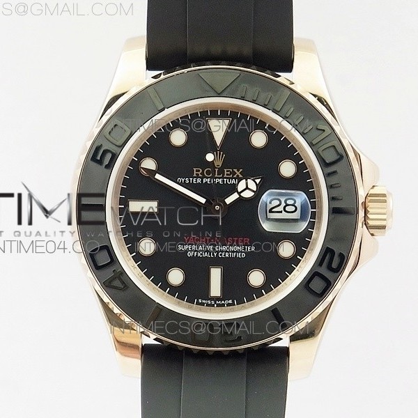 DJ공장 롤렉스 요트마스터 에버로즈골드 YACHT-MASTER 116655 BLACK CERAMIC BEZEL ON OYSTERFLEX RUBBER STRAP A2836