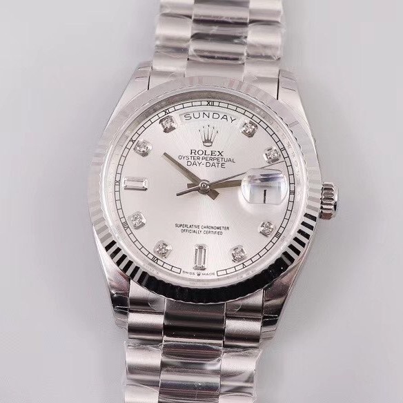EW공장 데이데이트 36MM 실버다이얼 브레이슬릿