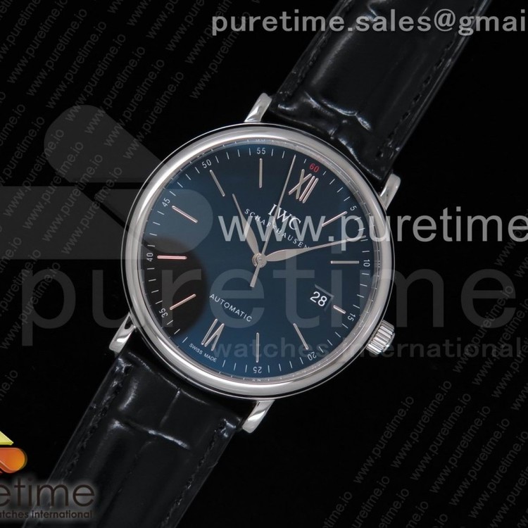 98K공장 IWC 포르토피노 스틸 블랙다이얼 가죽스트랩 IWC Portofino Automatic SS Black Dial on Black Leather Strap A2892