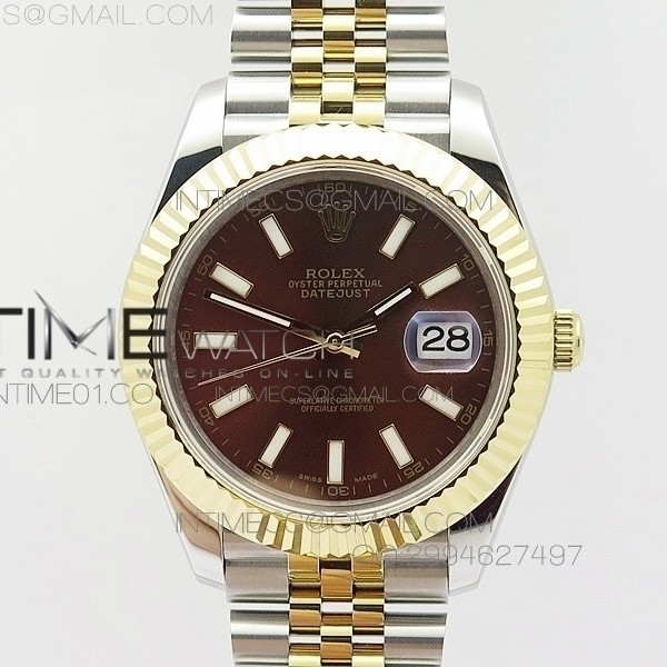 BP공장 V2 롤렉스 데이저스트2 콤비 브라운다이얼 바인덱스 Rolex DateJust2 SS&YG Brown Dial Bar Index 신형브레스렛