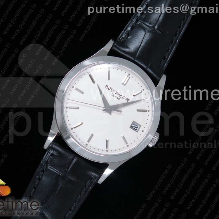 OX공장 파텍필립 칼라트라바 5296 스틸 화이트다이얼 가죽스트랩 Calatrava 5296G SS White Dial SS Hand on Black Leather Strap A324
