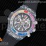 OX공장 위블로 빅뱅 유니코 매직 사파이어 45MM 레인보우크리스탈베젤 화이트다이얼 러버스트랩 Big Bang Unico Magic Sapphire 45mm Rainbow Crystal Bezel White Dial on Black Rubber Strap A1242