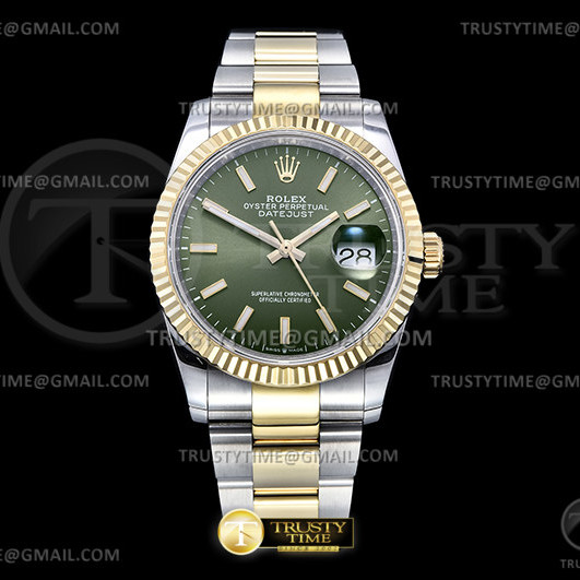 GM공장 롤렉스 데이저스트 36 옐로우골드콤비 그린다이얼 2824 DJ 36mm Oys Flt 904L YG/SS Green/Stk GMF Asia 2824