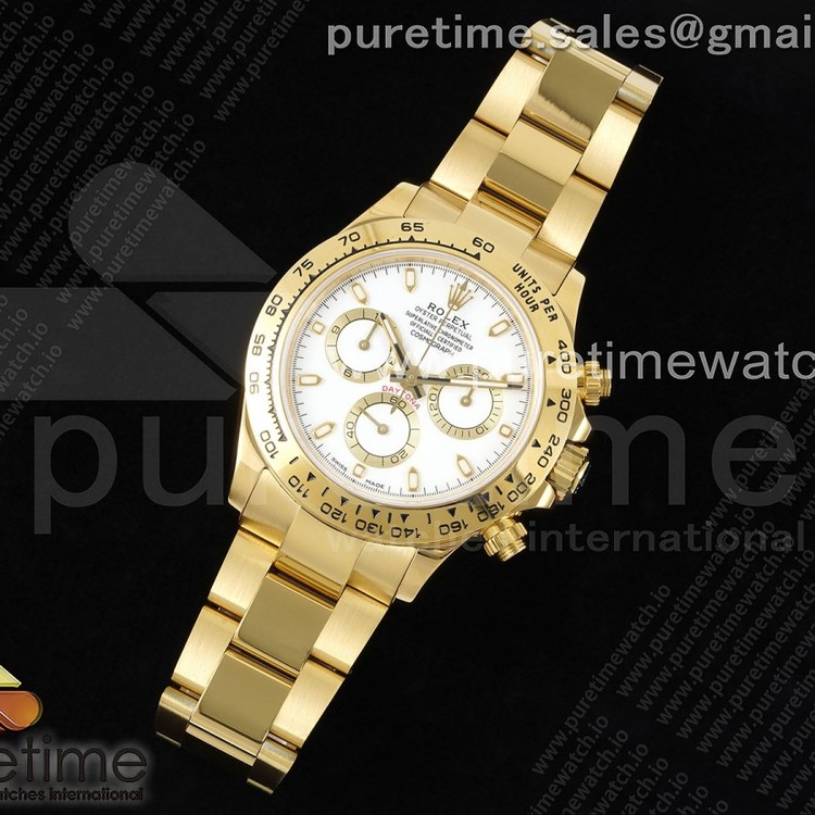 WF공장 롤렉스 세라믹 데이토나 옐로우골드금통 화이트다이얼 브레이슬릿 Daytona 116508 WF Best Edition White Dial on YG Bracelet A7750