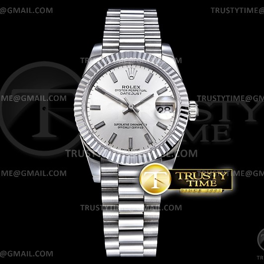 BP공장 롤렉스 데이저스트 31 실버다이얼 브레이슬릿 DJ Midsize 31mm Pres Flt SS/SS Silv Wht Stk BP A2824