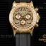 JH공장 롤렉스 데이토나 옐로우골드 러버스트랩 Daytona YG Leopard Textured Diamonds Dial Diamonds Bezel on Black Rubber Strap A4130