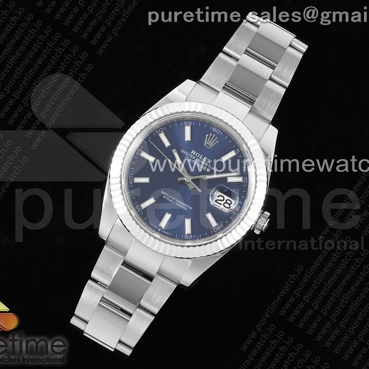 WF공장 롤렉스 데이저스트 41 스틸 블루다이얼 플루티드베젤 오이스터브레이슬릿 DateJust 41 126334 WF 1:1 Best Edition 904L Steel Blue Stick Dial on Oyster Bracelet VR3235