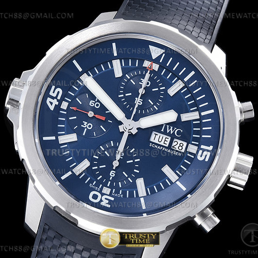 V6S공장 IWC 아쿠아타이머 크로노그래프 IW376805 블루다이얼 블랙패턴러버스트랩 AquaTimer Chronograph IW376805 SS/RU Blue V6S A7750