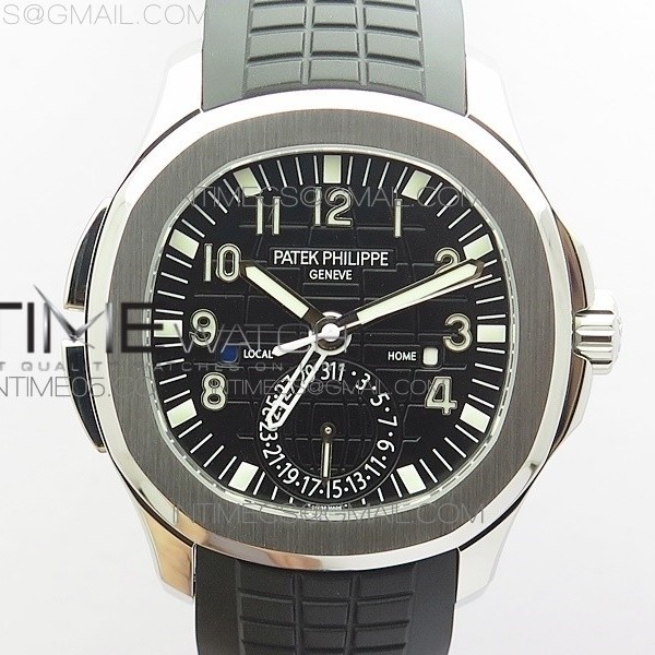 GR공장 V2 아쿠아넛 블랙다이얼 브라운러버스트랩 Aquanaut 5164A SS Black Dial on Black Rubber Strap A324 V2