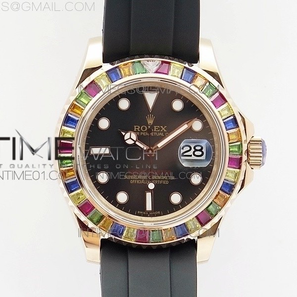 BP공장 롤렉스 요트마스터 로즈골드금장 풀다이아몬드베젤 YACHT-MASTER 116655 DIAMOND BEZEL ON BLACK RUBBER STRAP