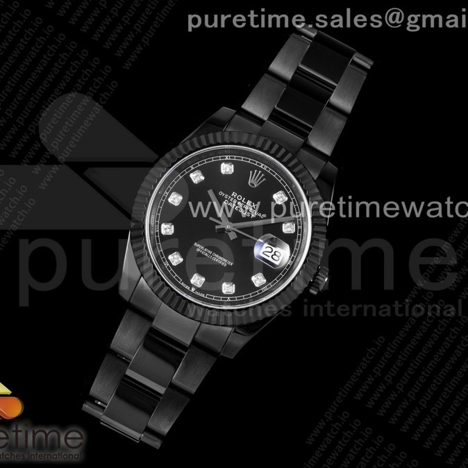 VR공장 롤렉스 데이저스트 41 PVD 블랙다이얼 3235 DateJust 41 All Black PVD VRF Best Edition Black Dial Diamonds Markers on PVD Oyster Bracelet A3235