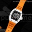 KV공장 V3 RM055 세라믹 스켈레톤다이얼 러버 RM055 White Ceramic KVF Best Edition Skeleton Dial Black on Orange Rubber Strap MIYOTA8215 V3