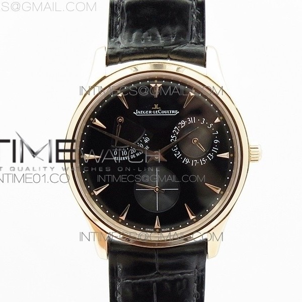 3A공장 예거르쿨트르 마스터 울트라씬 리저브 드 마르쉐 로즈골드 블랙다이얼 MASTER ULTRA THIN RESERVE DE MARCHE RG BLACK DIAL ON BLACK LEATHER STRAP A938