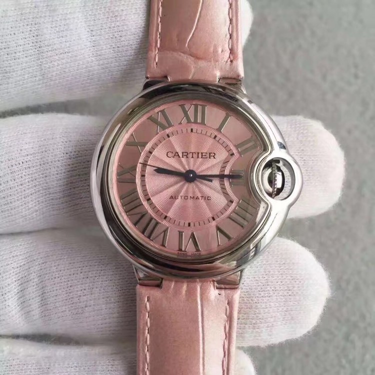SW공장 까르띠에 발롱블루 33mm NH05A 스틸 핑크다이얼 핑크 엘리스트랩