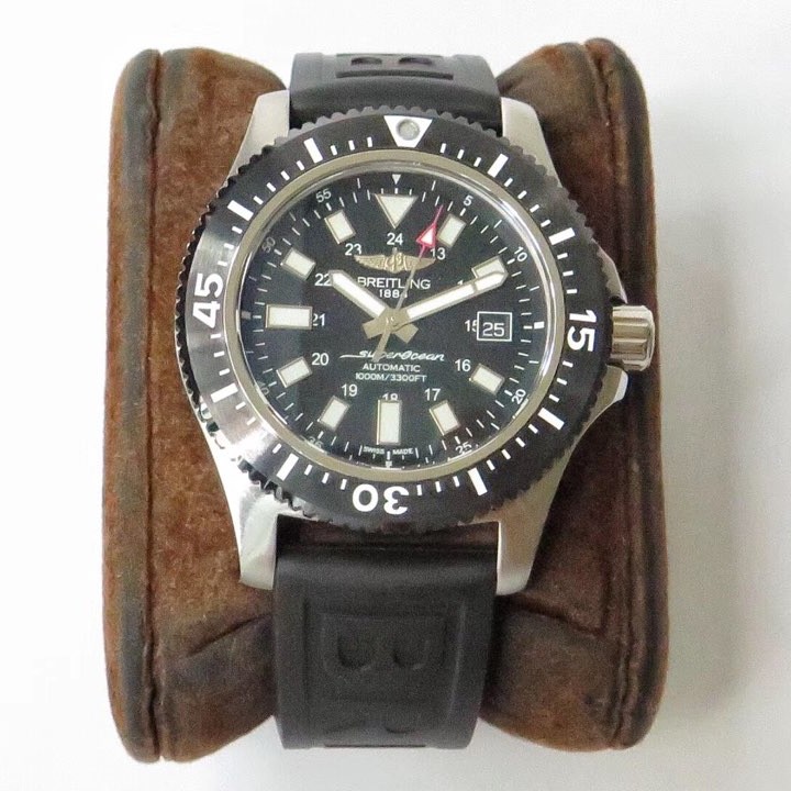 AI공장 브라이틀링 슈퍼오션 44mm 블랙다이얼 러버스트랩