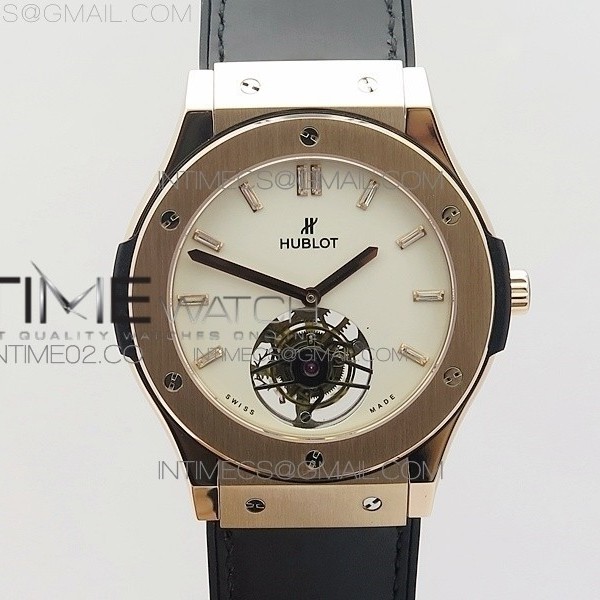 TF공장 위블로 클래식퓨전 투어빌론 로즈골드 금통 화이트다이얼 CLASSIC FUSION REAL TOURBILLON 45MM RG WHITE DIAL ON BLACK GUMMY STRAP