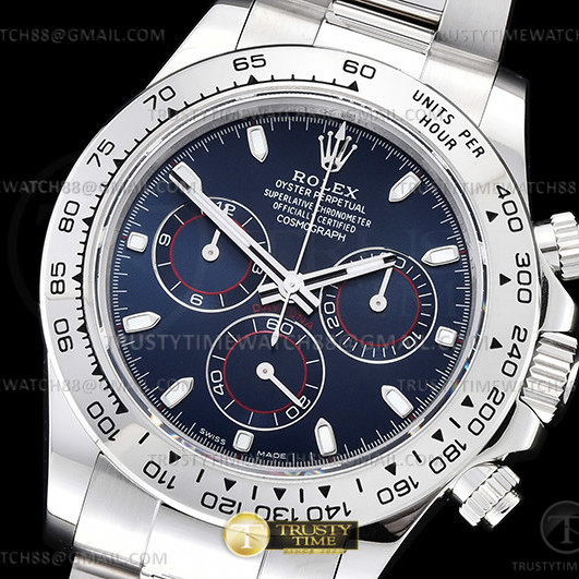 QF공장 롤렉스 스틸 데이토나 블루레이싱다이얼 브레이슬릿 Daytona 116520 904L SS/SS Blue/Stk QF V2 Asia 4130