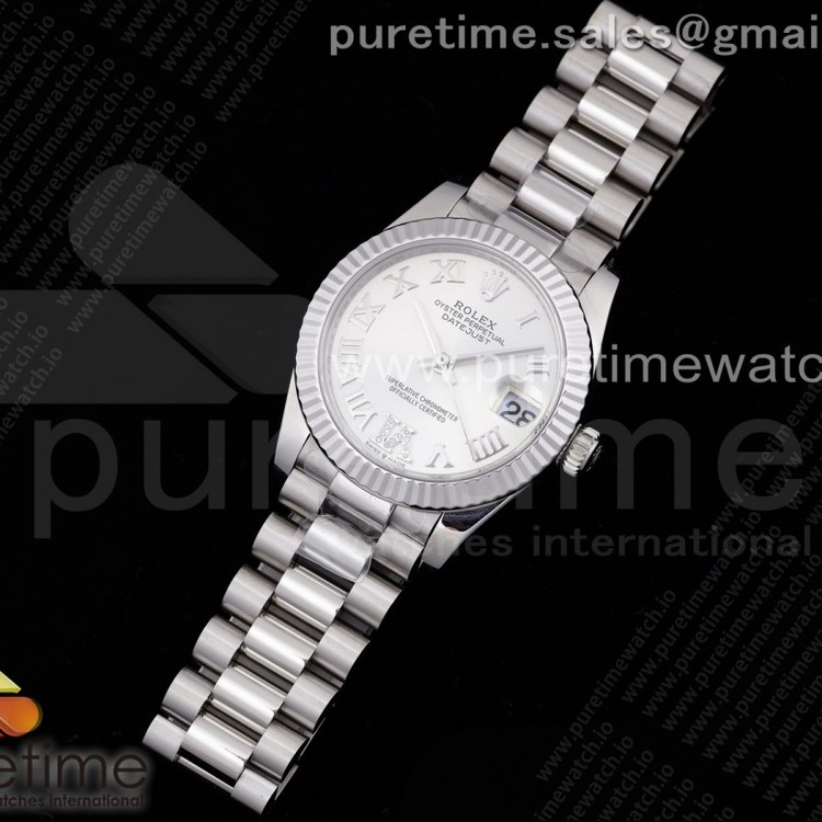 GM공장 롤렉스 데이저스트 31 실버다이얼 브레이슬릿 DateJust 31 Ladies 278289 GMF 316L Steel Silver Dial Diamond Roman Markers on President Syle Bracelet