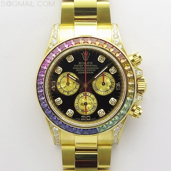 WW공장 롤렉스 레인보우토나 옐로우골드 포금 4130 Daytona 116598 Wrapped YG Case and Bracelet WWF 1:1 Best Edition YG Dial Real Diamond Markers SA4130
