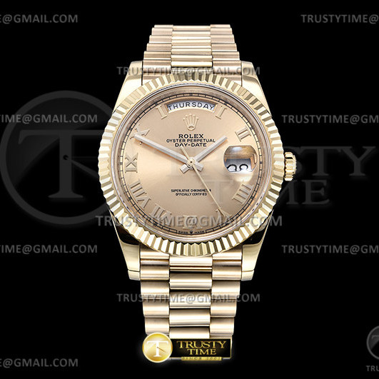 GM공장 V3 롤렉스 데이데이트 36 옐로우골드 금통 샴페인다이얼 2836 DayDate 40mm Pres Flt YG/YG Gold/Rmn GMF V3 A2836