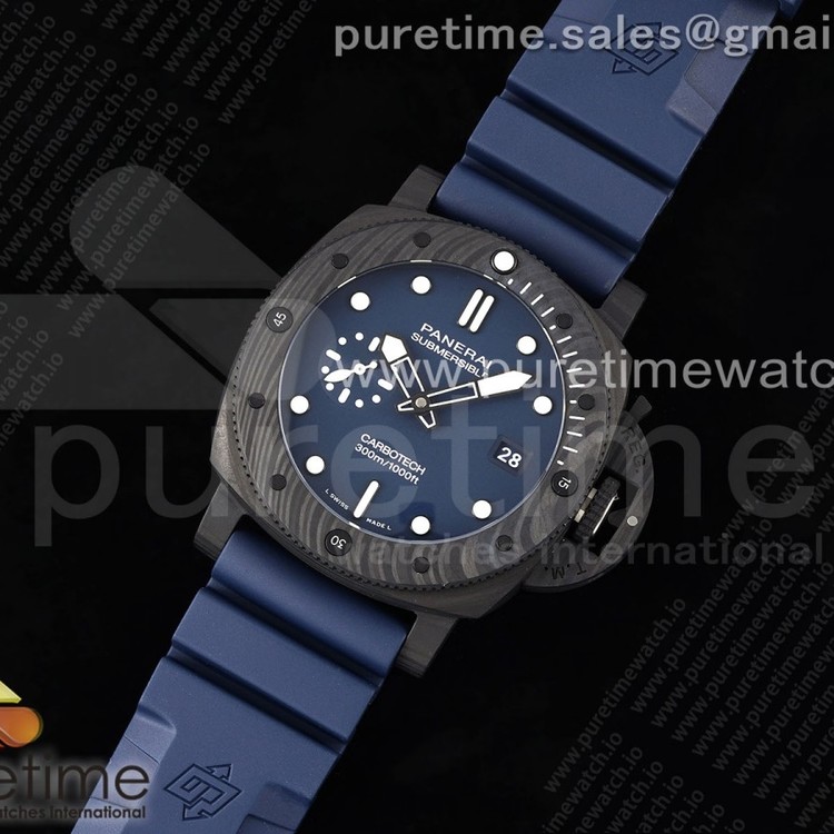 SB공장 파네라이 PAM1232 섭머저블 카보테크 블루다이얼 블루러버스트랩 PAM1232 W Carbotech SBF 1:1 Best Edition Blue Dial on Blue Rubber Strap P900 VS공장