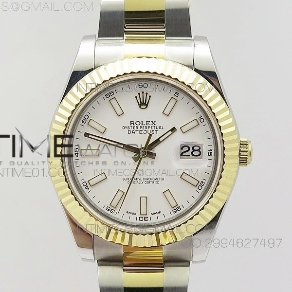 BP공장 V2 롤렉스 데이저스트2 콤비 화이트다이얼 바인덱스 Rolex DateJust2 SS&YG White Dial Bar Index 신형브레스렛